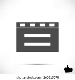 cinema clapper with blank field over blue background icon