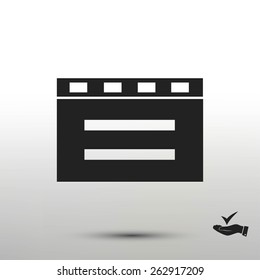 cinema clapper with blank field over blue background icon
