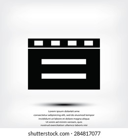 cinema clapper with blank field over blue background icon