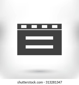cinema clapper with blank field over blue background icon
