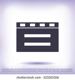 cinema clapper with blank field over blue background icon