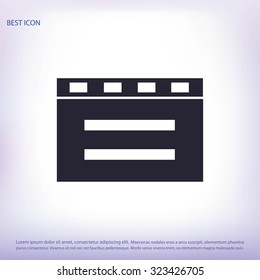 cinema clapper with blank field over blue background icon