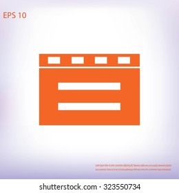 cinema clapper with blank field over blue background icon