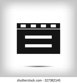 cinema clapper with blank field over blue background icon