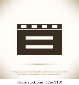cinema clapper with blank field over blue background icon