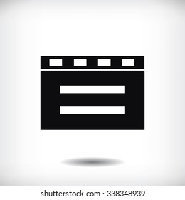 cinema clapper with blank field over blue background icon