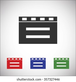 cinema clapper with blank field over blue background icon