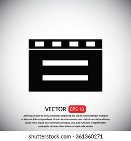 cinema clapper with blank field over blue background icon