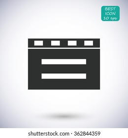 cinema clapper with blank field over blue background icon