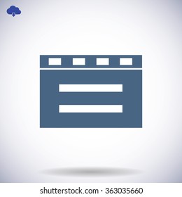 cinema clapper with blank field over blue background icon