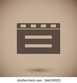 cinema clapper with blank field over blue background icon