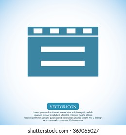 cinema clapper with blank field over blue background icon