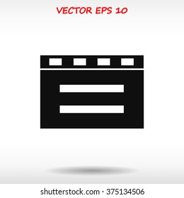 cinema clapper with blank field over blue background icon