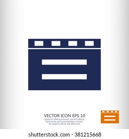 cinema clapper with blank field over blue background icon
