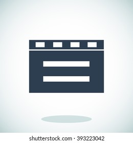 cinema clapper with blank field over blue background icon