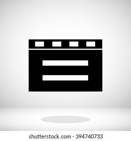 cinema clapper with blank field over blue background icon
