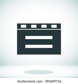 cinema clapper with blank field over blue background icon