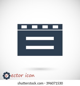 cinema clapper with blank field over blue background icon