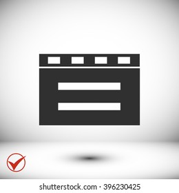 cinema clapper with blank field over blue background icon