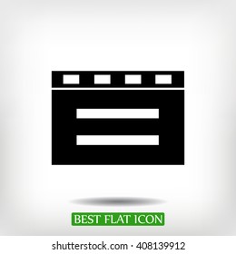 cinema clapper with blank field over blue background icon