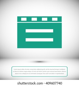 cinema clapper with blank field over blue background icon