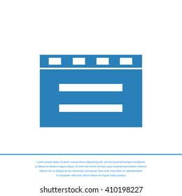 cinema clapper with blank field over blue background icon