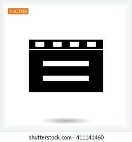 cinema clapper with blank field over blue background icon