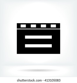 cinema clapper with blank field over blue background icon