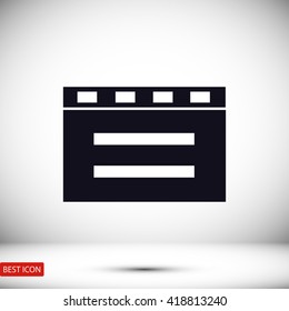 cinema clapper with blank field over blue background icon