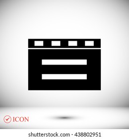 cinema clapper with blank field over blue background icon