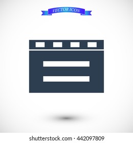 cinema clapper with blank field over blue background icon