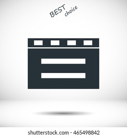 cinema clapper with blank field over blue background icon