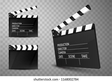 Cinema clapper boards isolated. Vector illustration. Movie clappers