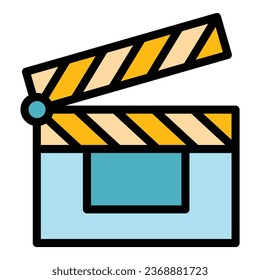 Cinema clapper icon outline vector. Auto drive. Air show color flat