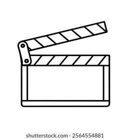 cinema clapper line art icon sign silhouette vector illustration