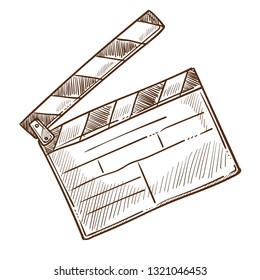 Cinema clapperboard American movies production isolated sketch