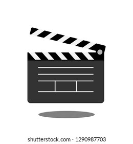 Cinema clapperboard icon flat style. Vector design element with shadow