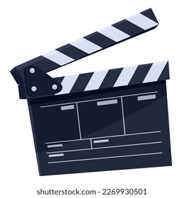 Filmklapperboard für Kinofilme Klappbrett-Slapstick-Filmproduktionsgerät isometrische Vektorgrafik. Videofilmproduktion von Cinematographie-Filmstudios