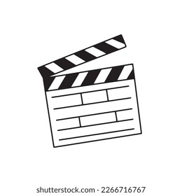 Cinema clapperboard vector icon in doodle style.