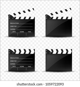 Cinema clappers set isolated. Vector illustration
