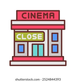 Cinema Closed Filled Icons , Vector illustration