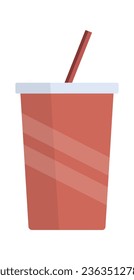 cinema cola cup. movie house snacks icon, takeaway cardboard cup. vector cartoon minimalistic illustration.