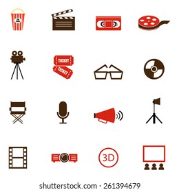 cinema color icons set 