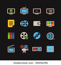 Cinema color web icons collection