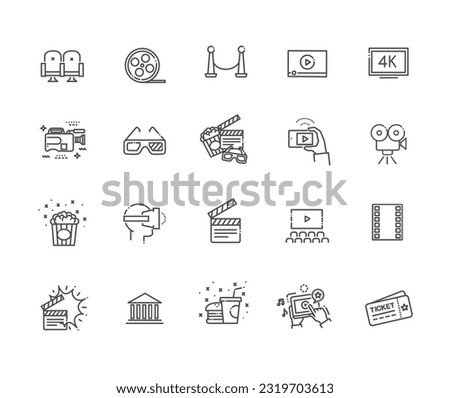 Cinema concept illustration thin line flat design