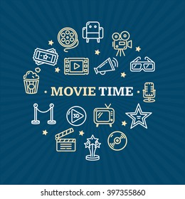 Cinema Concept. Movie Watching Entertainment. Vector illustration