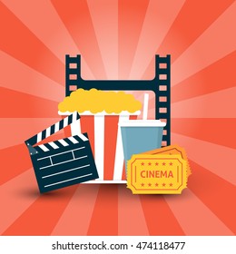 Cinema concept poster with popcorn