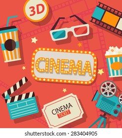 Cinema concept in retro style. Eps10 vector illustration.