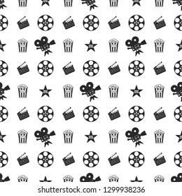 Cinema concept seamless pattern. Flat vector cartoon illustration.