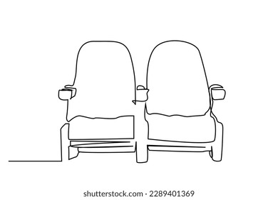 cinema couple armchair modern indoor theater line art front view